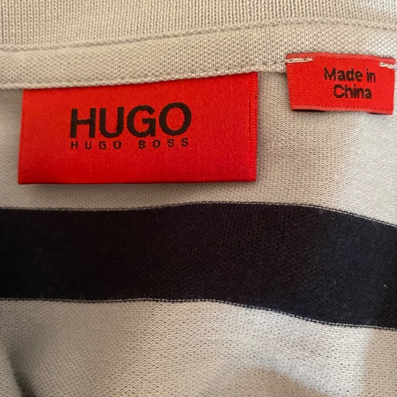 HUGO BOSS Mens Striped Polo Sz L - Picture 6 of 7